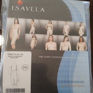 Isavela Compression Garment Body Suit High Back Above Knee - New Sealed!